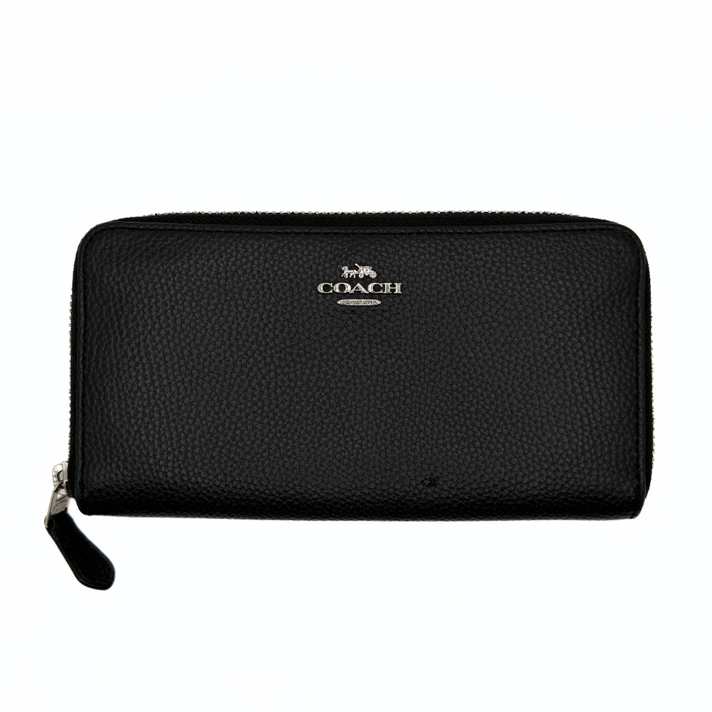 Coach Black Long Accordion Zip Wallet